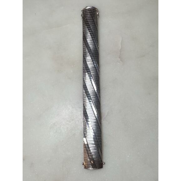 Italian Sterling Silver 925 Textured Articulated Panel Bracelet - Picture 9 of 14